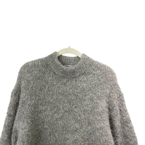 NEW Madewell Wool-Alpaca Blend Bouclé-Knit Oversized Sweater Size S grey soft - Picture 3 of 10